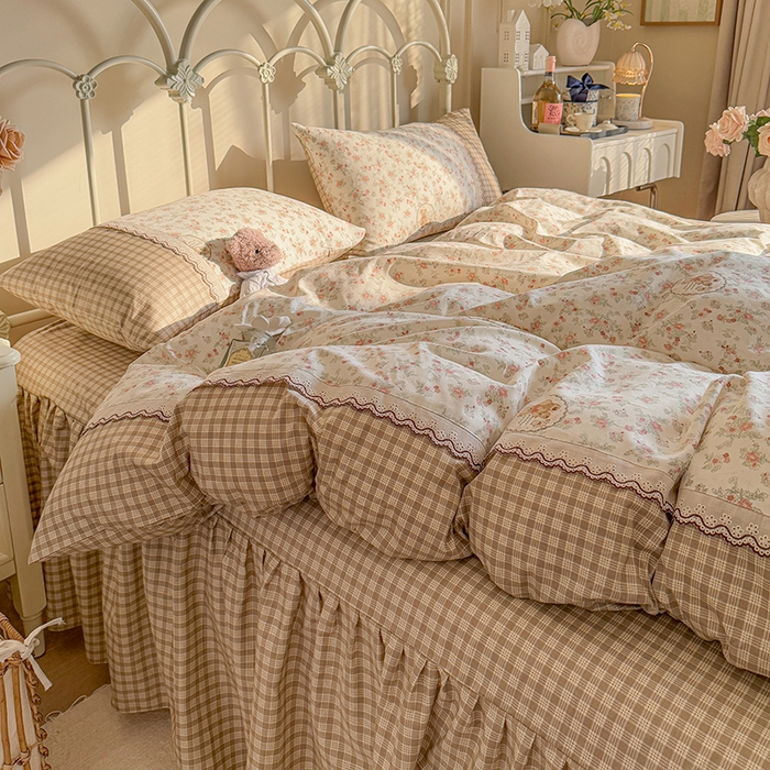 91家纺网 家纺一手货源 找家纺 安莱生活 2025 全棉小碎花刺绣花边款四件套 花香