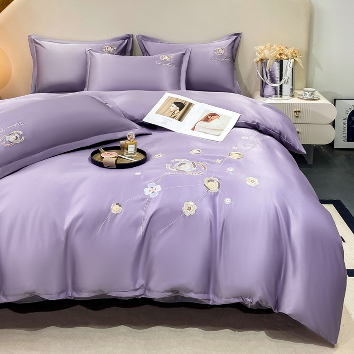 91家纺网 家纺一手货源 找家纺 慧菲 2025新款轻奢水洗天丝四件套-伊恋 伊恋-梦幻紫