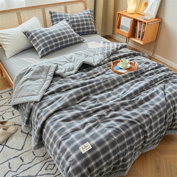 91家纺网 家纺一手货源 找家纺 2025新款A类纯棉水洗棉色织棉花夏被四件套全棉空调被夏凉被 优卡生活