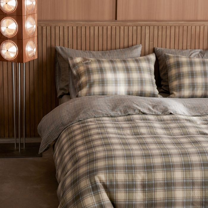 91家纺网 家纺一手货源 找家纺 （总）安莱生活 2025 全棉双层纱苏格兰格纹系列四件套