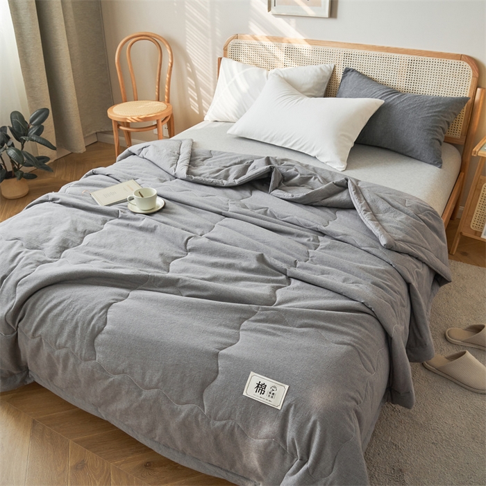 91家纺网 家纺一手货源 找家纺 金鹰 2025新款A类纯棉水洗棉色织棉花夏被全棉空调被夏凉被 绅士灰