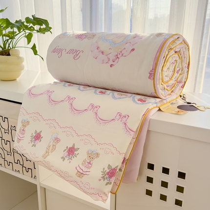 91家纺网 家纺一手货源 找家纺 贝扬思 2025新款水洗皱皱纱系列夏被夏凉被空调被（风格一） 小熊玩偶屋