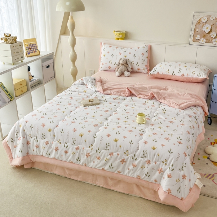 91家纺网 家纺一手货源 找家纺 梦舒羽2025新款小清新系列水洗棉夏被 夏日恋情