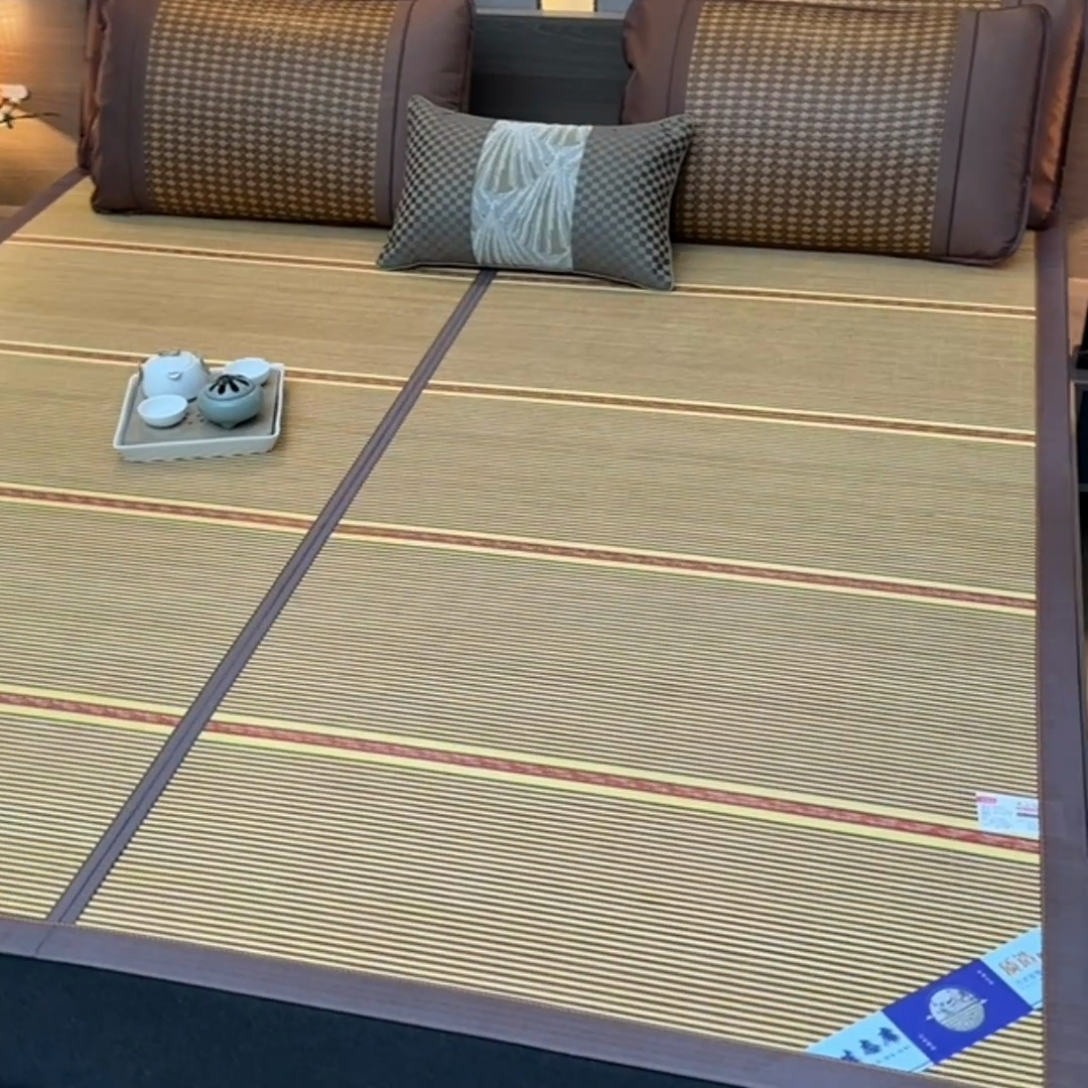 91家纺网 家纺一手货源 找家纺 苏迪凉席竹席2025新款竹席凉席冰丝席碳化双面印花藤草席 精品羊毛丝