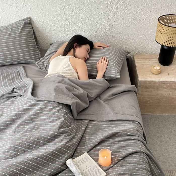 91家纺网 家纺一手货源 找家纺 吾诺 2025 全棉色织提花水洗棉大豆夏被子被芯全棉夏被四件套夏凉被空调被 摩卡灰