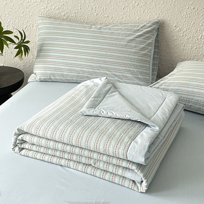 91家纺网 家纺一手货源 找家纺 吾诺 2025 全棉色织提花水洗棉大豆夏被子被芯全棉夏被四件套夏凉被空调被 摩卡兰