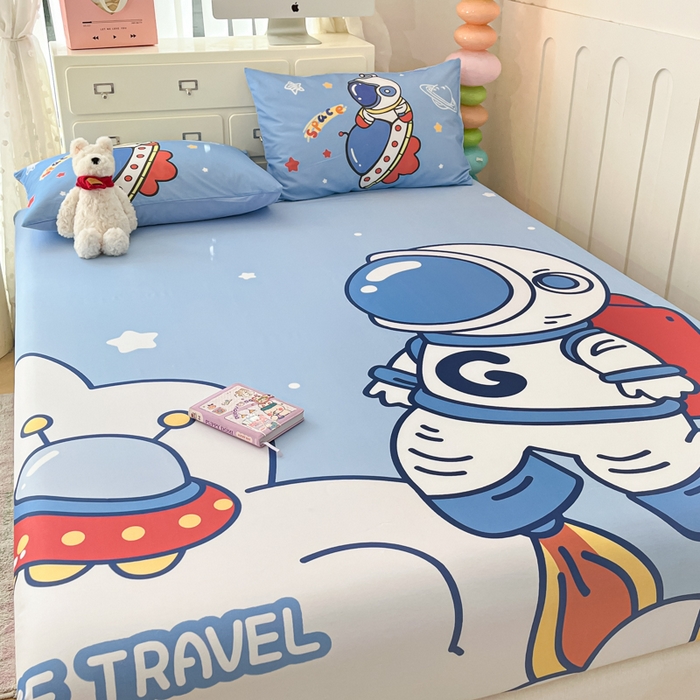 91家纺网 家纺一手货源 找家纺 （总）金爱家2025新款全棉大版印花单品系列-纯棉太空人