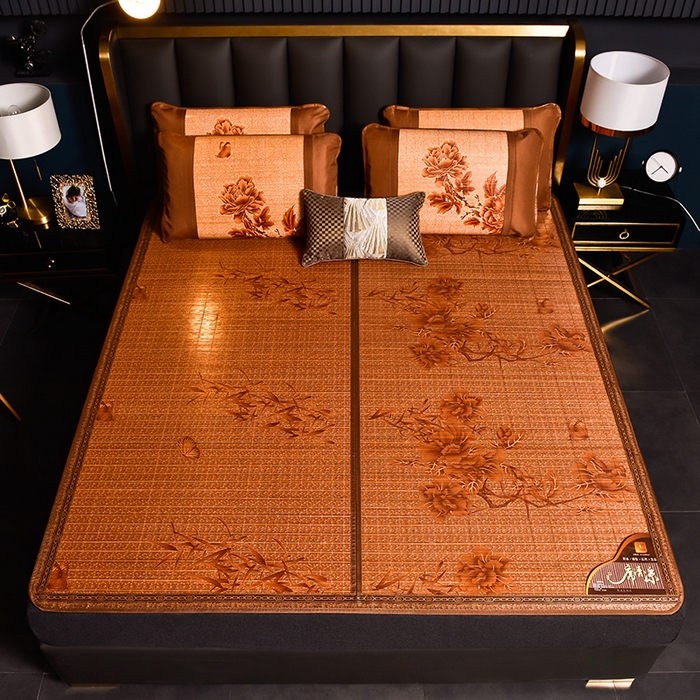 91家纺网 家纺一手货源 找家纺 苏迪凉席竹席2025新款竹席凉席冰丝席碳化双面印花藤草席 蝶舞飞扬