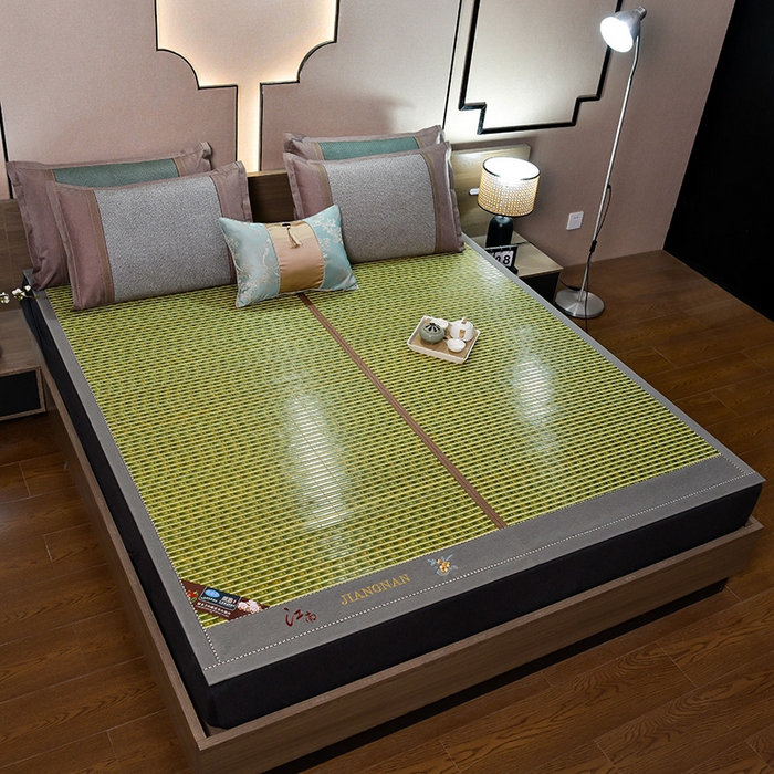 91家纺网 家纺一手货源 找家纺 苏迪凉席竹席2025新款竹席凉席冰丝席碳化双面印花藤草席 江南-绿水青山