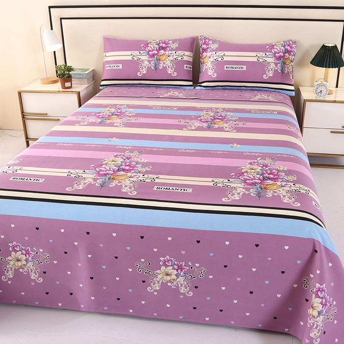 91家纺网 家纺一手货源 找家纺 望淮家纺 2025新款老粗布凉席床单三件套 花韵