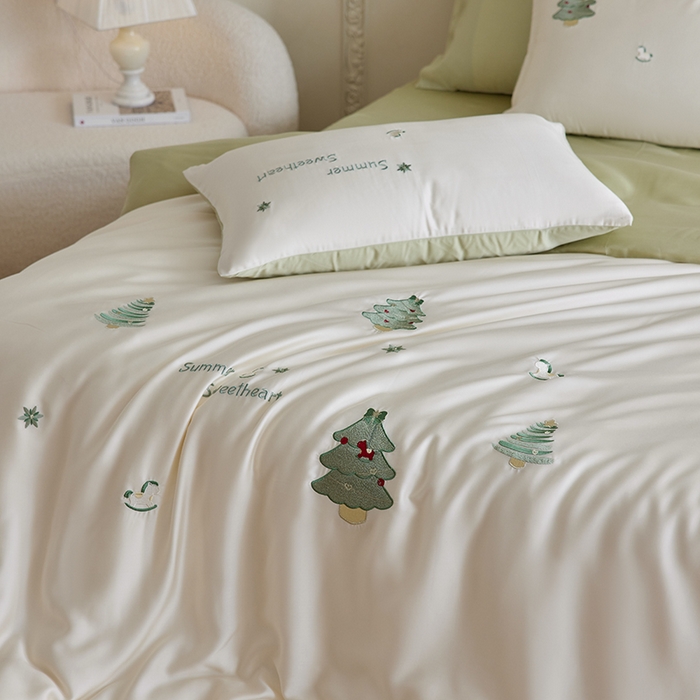 91家纺网 家纺一手货源 找家纺 安莱生活 2025兰精进口60S天丝绣花四件套 夏夜梦幻