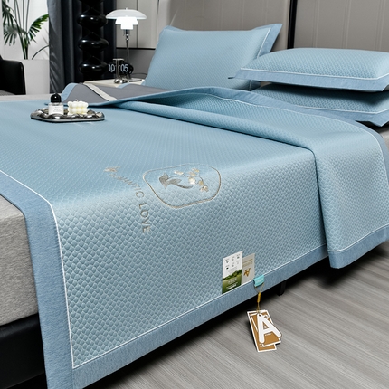 小牛席业 2025新款3D冷感按摩轻奢铃兰冷感豆豆席系列-床席款 蓝色