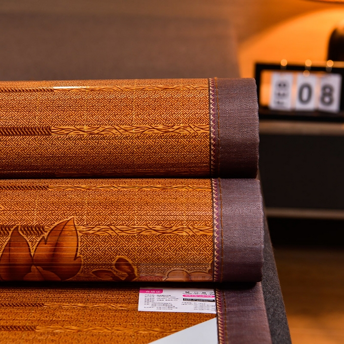 91家纺网 家纺一手货源 找家纺 苏迪凉席竹席2025新款竹席凉席冰丝席碳化双面印花藤草席 蝶恋花-棕