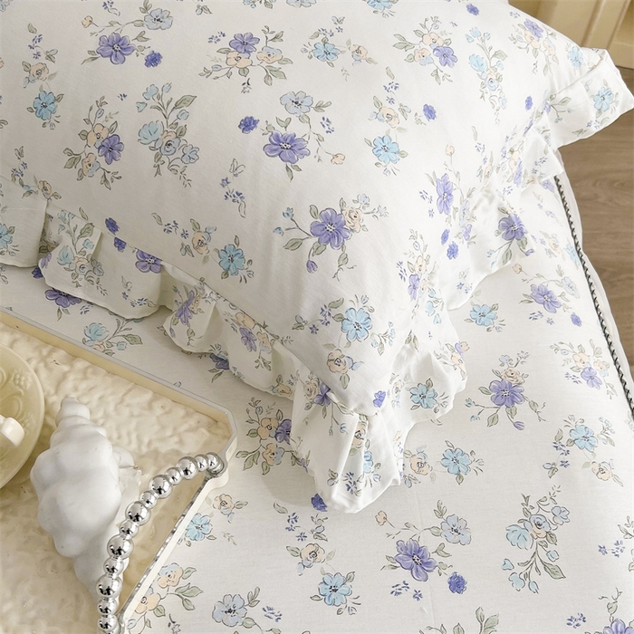 91家纺网 家纺一手货源 找家纺  十个点 2025新款全棉纯棉蕾丝花边床裙 花小莱-紫