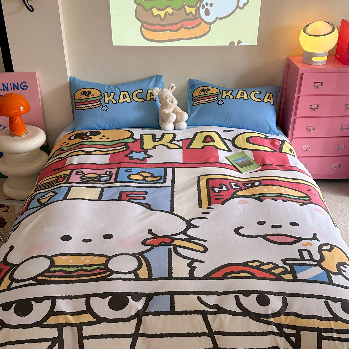 91家纺网 家纺一手货源 找家纺 美乐迪家纺 2025新款大版全棉四件套 汉堡伙伴