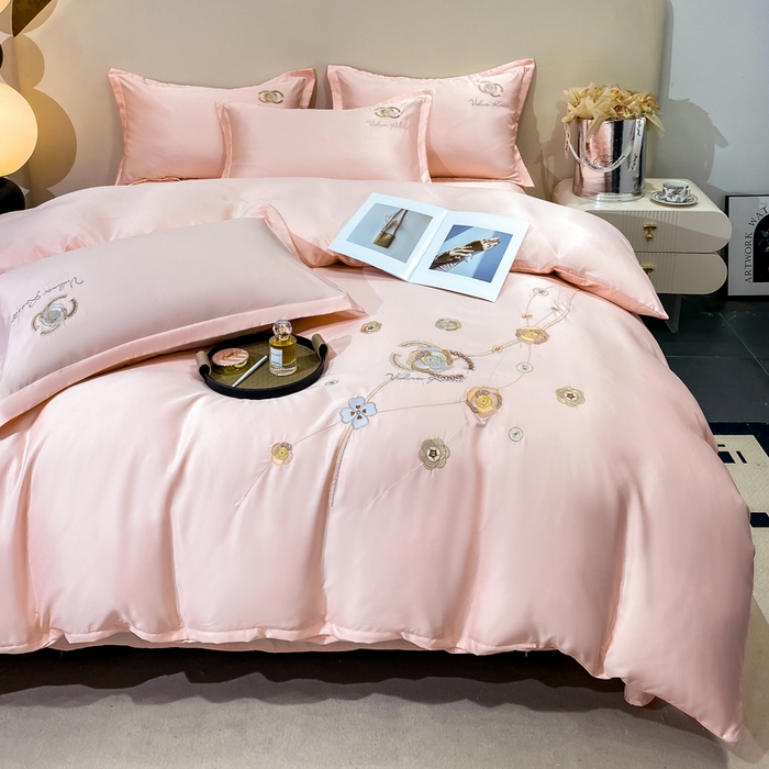 91家纺网 家纺一手货源 找家纺 慧菲 2025新款轻奢水洗天丝四件套-伊恋 伊恋-粉