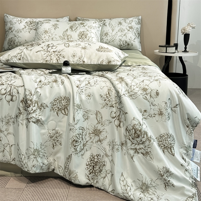 91家纺网 家纺一手货源 找家纺 笙意家纺  2025新款水洗真丝数码印花暗盒款夏被 时宜