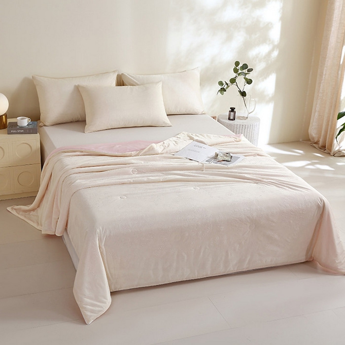 91家纺网 家纺一手货源 找家纺 品乐家纺 2025新款凉感A类可水洗抗菌冰冰被夏被夏凉被空调被被子被芯 冰冰被米纹+粉