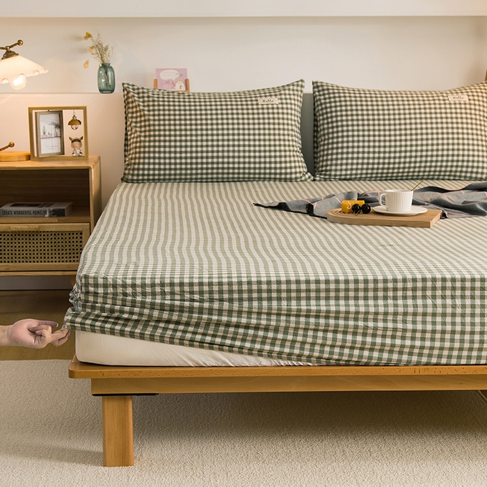 91家纺网 家纺一手货源 找家纺 （总）柠萌家居 2025新款A类全棉色织水洗棉单床笠