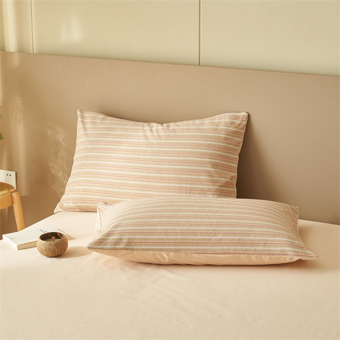 91家纺网 家纺一手货源 找家纺 金鹰 2025新款A类纯棉提花条纹水洗棉大豆全棉夏被空调被四件套 条纹-卡其