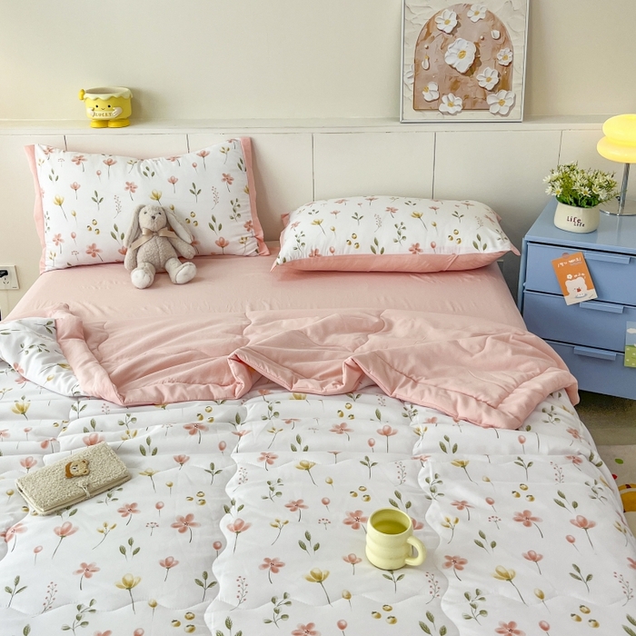 91家纺网 家纺一手货源 找家纺 梦舒羽2025新款小清新系列水洗棉夏被 夏日恋情