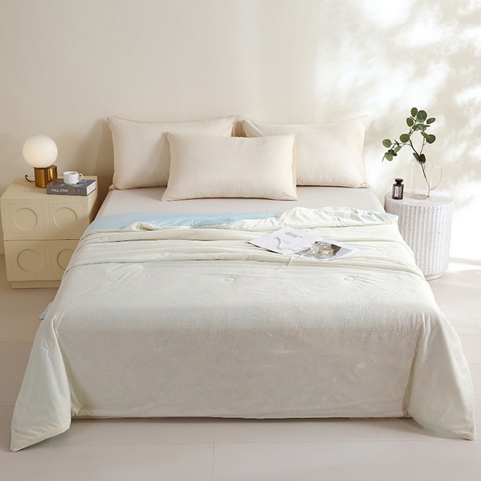 91家纺网 家纺一手货源 找家纺 品乐家纺 2025新款凉感A类可水洗抗菌冰冰被夏被夏凉被空调被被子被芯 冰冰被米纹+蓝