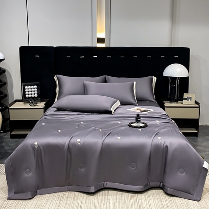 益多眠 2026新款花朵夏被四件套 花朵高级灰