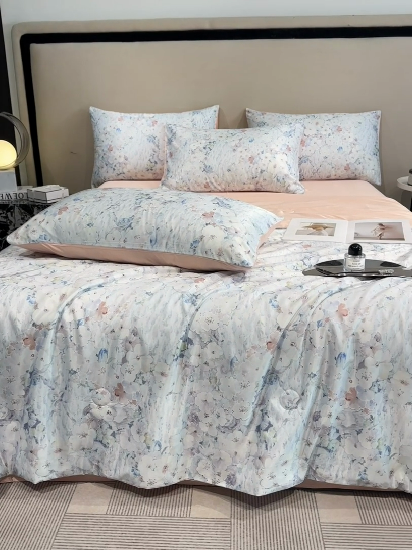 91家纺网 家纺一手货源 找家纺 笙意家纺  2025新款水洗真丝数码印花暗盒款夏被 乔温