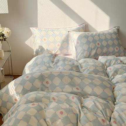 91家纺网 家纺一手货源 找家纺 （总）2025全棉双层纱贝壳边四件套