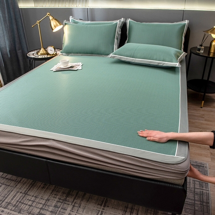 摩妮卡 2025新款碳光席床笠三件套可洗冰丝席 裹玉绿