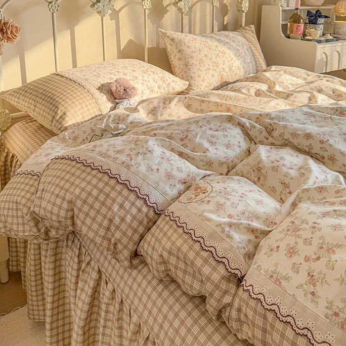 91家纺网 家纺一手货源 找家纺 安莱生活 2025 全棉小碎花刺绣花边款四件套 花香