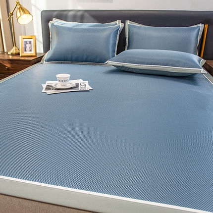 摩妮卡 2025新款碳光席床席款三件套可洗冰丝席 魅力蓝