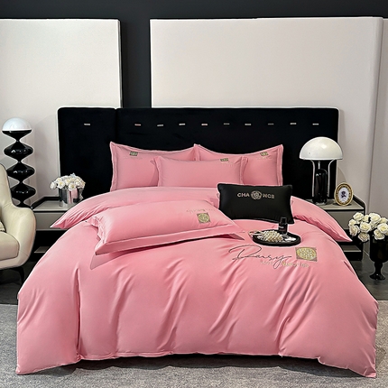 孟鑫家纺2025新款全棉喷气13372刺绣轻奢四件套-莫琳 莫琳-倾城粉