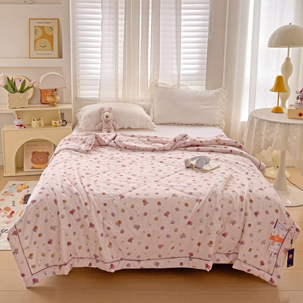 91家纺网 家纺一手货源 找家纺 （总）莎臣豹 2025新款小清新水洗棉花边夏被