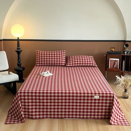 21度C 2025复古风全棉A类母婴级床单 夏沫红