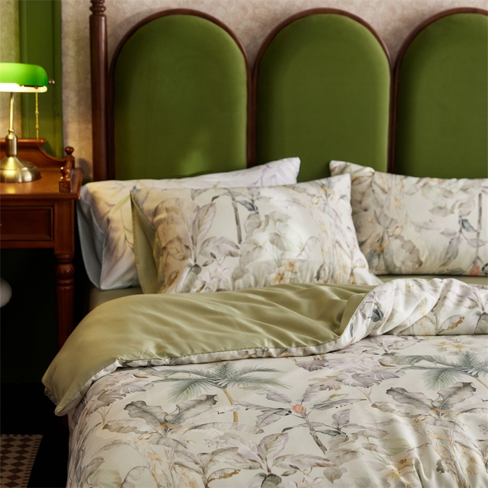 91家纺网 家纺一手货源 找家纺 时年家纺 2025新款莱赛尔天丝印花系列四件套栖鸣