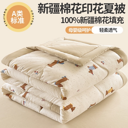易博 2025新款100% 棉花小清新双层纱新疆棉夏被夏凉被空调被棉花被（带买家秀） 腊肠狗
