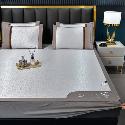 91家纺网 家纺一手货源 找家纺 （总）小牛席业 2025新款超精密冰丝席-肌理纹系列-（床笠款）凉席藤席冰藤席竹席空调席草席冰丝席豆豆席乳胶席三件套