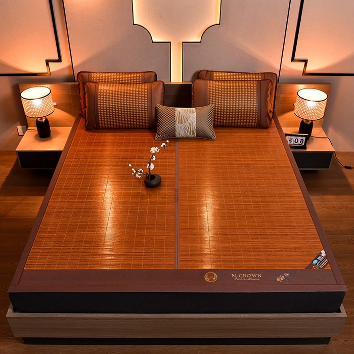 91家纺网 家纺一手货源 找家纺 苏迪凉席竹席2025新款竹席凉席冰丝席碳化双面印花藤草席 雅典-碳化席