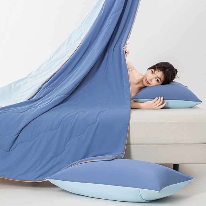 91家纺网 家纺一手货源 找家纺 吾诺 2025 锦氨凉感夏被双感被大豆夏被子被芯凉感丝夏被瓜瓜被 宝蓝-浅兰