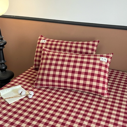 21度C 2025复古风全棉A类枕套 夏沫红