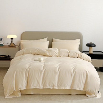 2025年纯色双拼60支纯棉被套 奶白