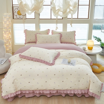 美之润家纺2025新款针织夏被床盖印花四件套 赫本风-蝴蝶结