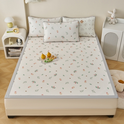 91家纺网 家纺一手货源 找家纺 （总）东宇床垫 2025新款印花3D凉豆豆三明治复合冰豆豆单软席凉席