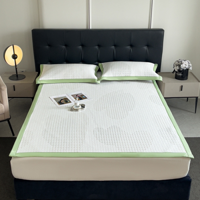 91家纺网 家纺一手货源 找家纺 慕尚家纺 2025新款泡泡大PE提花软席 小桃心 白绿