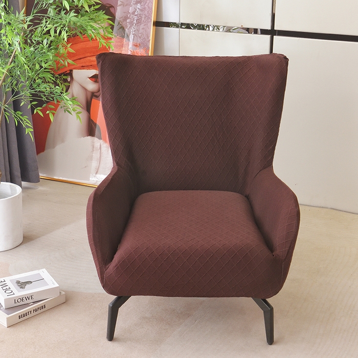 91家纺网 家纺一手货源 找家纺 启博家纺 2025新款菱形格小号老虎椅套 咖色