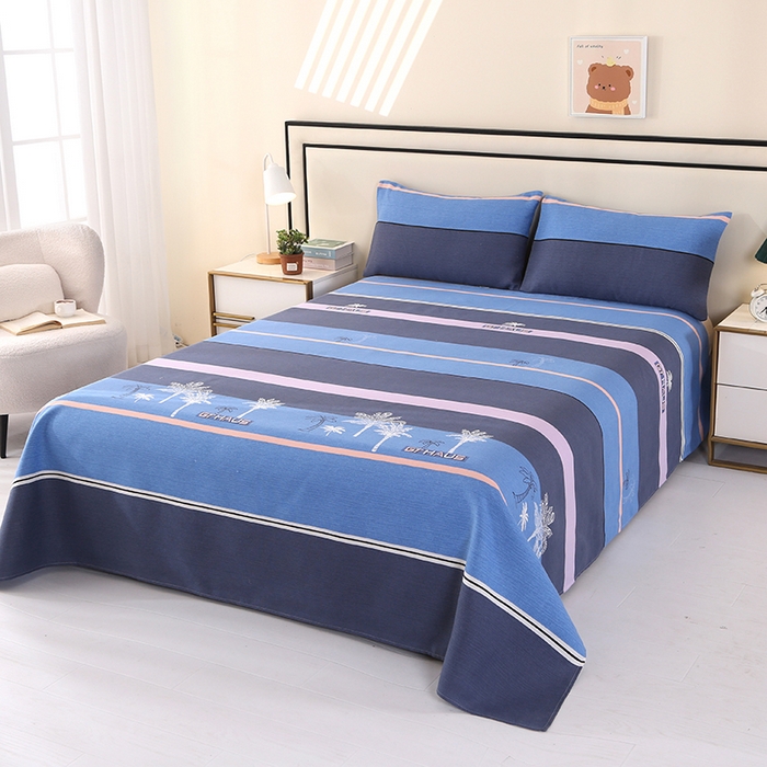 91家纺网 家纺一手货源 找家纺 望淮家纺 2025新款老粗布凉席床单三件套 幸运树