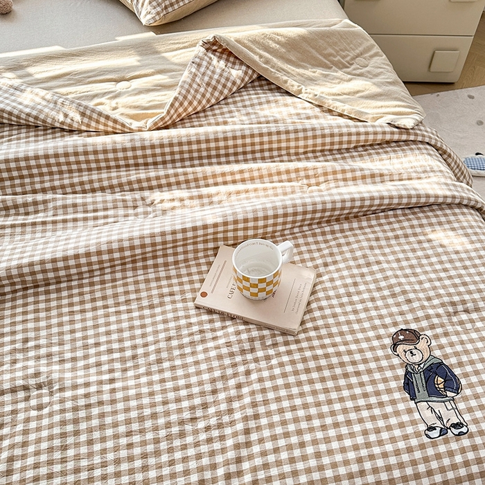 91家纺网 家纺一手货源 找家纺 （总）大境2025新款专版纯棉色织水洗棉刺绣全棉夏被四件套夏凉被