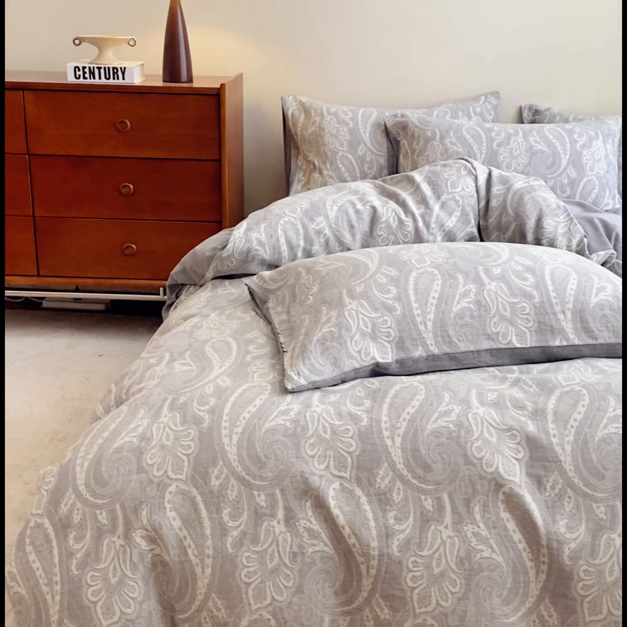 91家纺网 家纺一手货源 找家纺 2025新款A类全棉三层纱四件套 轩谷幽兰