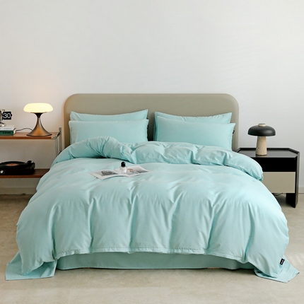 91家纺网 家纺一手货源 找家纺 2025年纯色双拼60支纯棉被套 婴儿蓝
